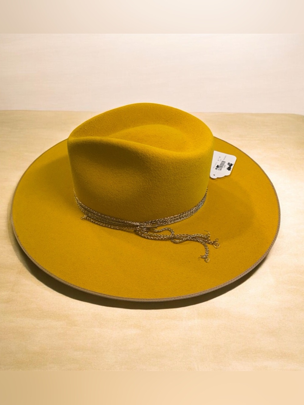 Stetson Mustard Wide-Brim Wool Ranch Hat with Braided Metallic Band
